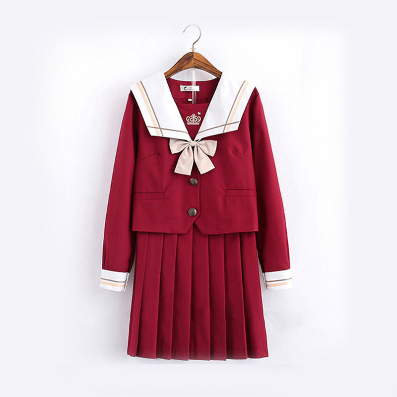Uniform Pleated-Skirt Sailor Set - Cherry Bomb