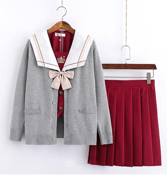Uniform Pleated-Skirt Sailor Set - Cherry Bomb