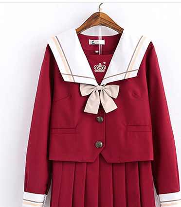 Uniform Pleated-Skirt Sailor Set - Cherry Bomb