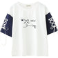Cat Designed Shirt with Lace Sleeves - Cherry Bomb
