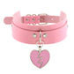 Heart Pendant Leather Buckle Choker - Cherry Bomb