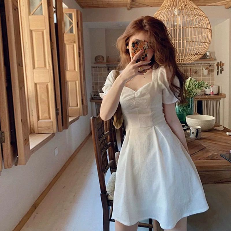 Simple Puff Sleeve Dress