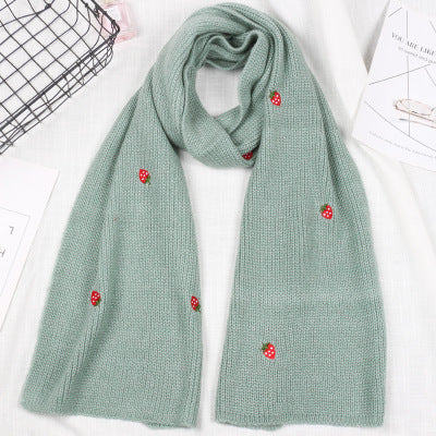 Strawberry Wool Scarf - Cherry Bomb