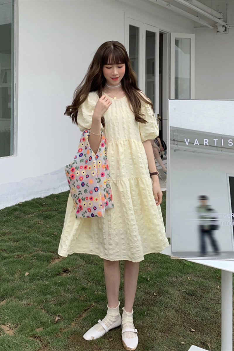 Sweet Puff Sleeve Dress