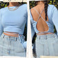 Casual Open Back Crop Top