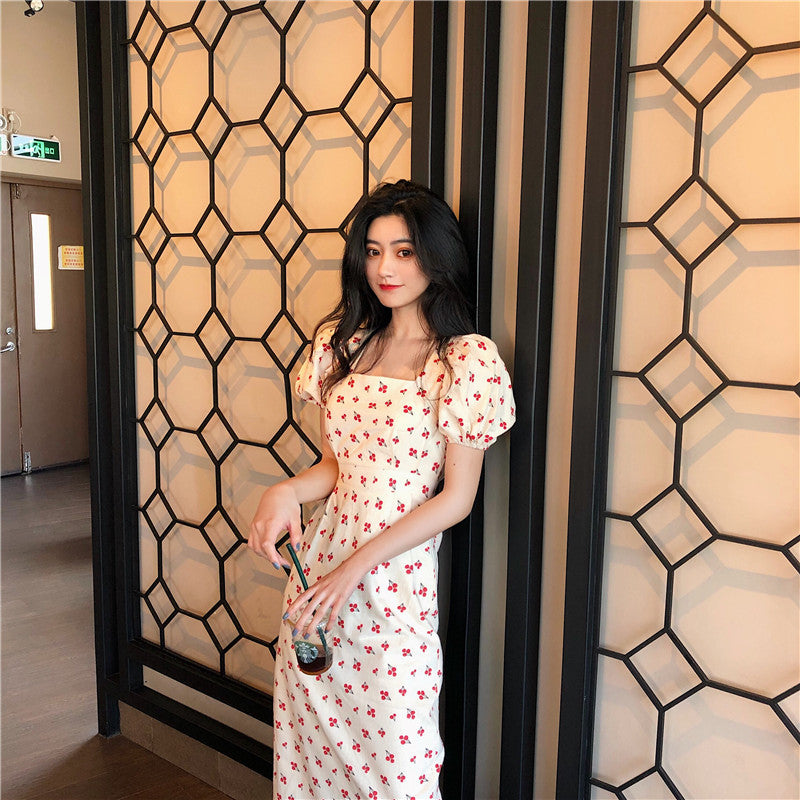 Cherry Puff Sleeve Dress - Cherry Bomb