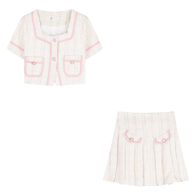 Candy Floss Top and Pleated Skirt Suit