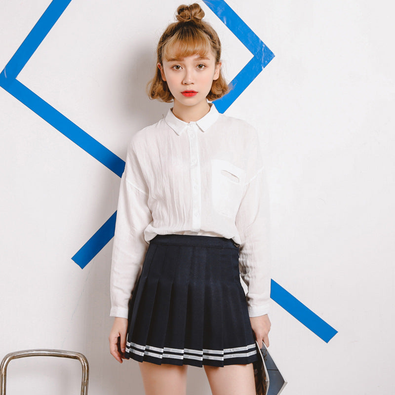 Pleated Sailor Skirt - Cherry Bomb
