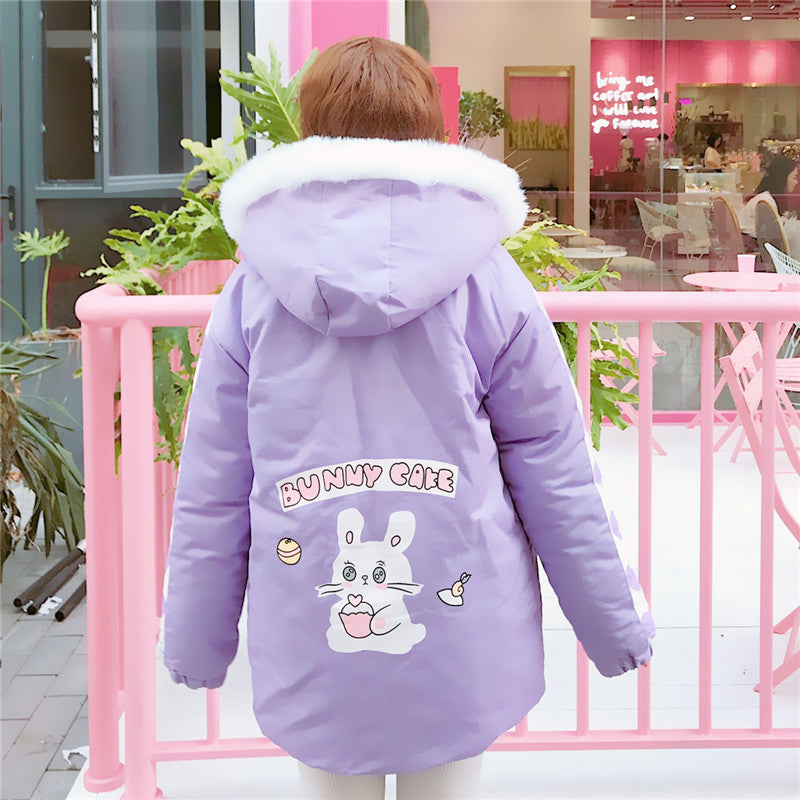 Kawaii Fluffy Bunny Parka Coat - Cherry Bomb