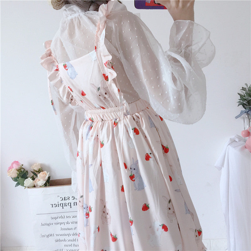 Strawberry Bunny Ruffled Dress Set - Cherry Bomb