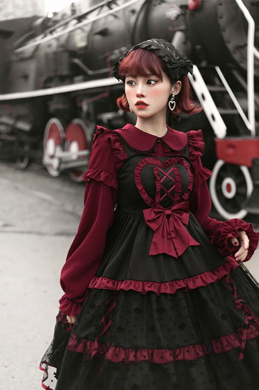 Wine Red Night Lolita Dress Set