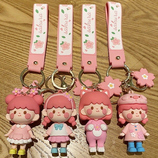 Cute Cherry Blossom Doll Keychain - Cherry Bomb
