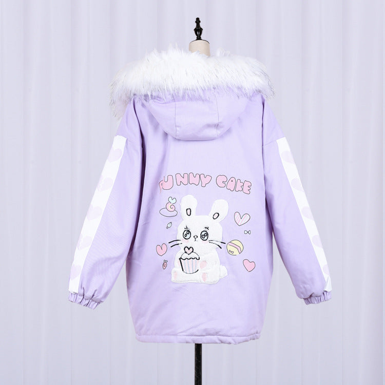 Kawaii Fluffy Bunny Parka Coat - Cherry Bomb