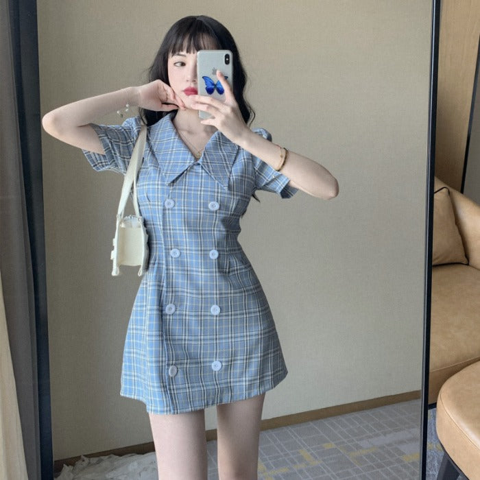 Light Academia Plaid Suit Dress