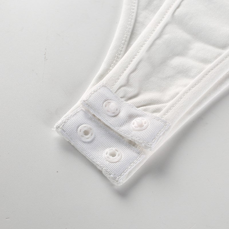 Peach Embroidery White Bodysuit