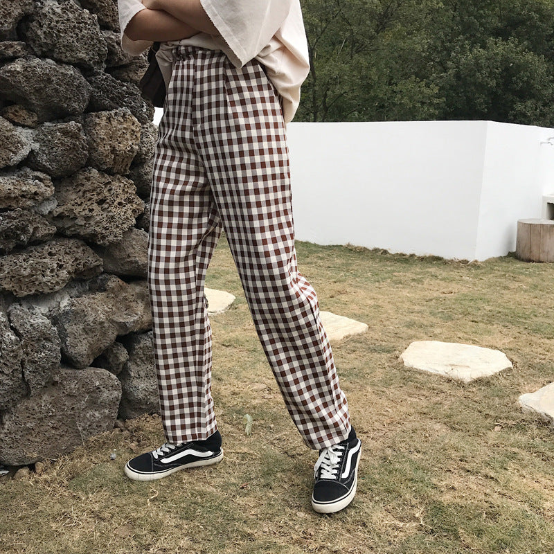 Coffee Plaid Suit Pants