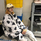Cow Pattern Baseball Jacket - Cherry Bomb