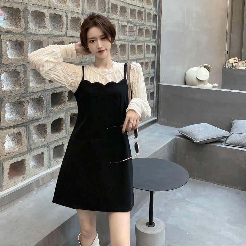 Two-piece Vintage Blouse and Wave Dress Set - Cherry Bomb