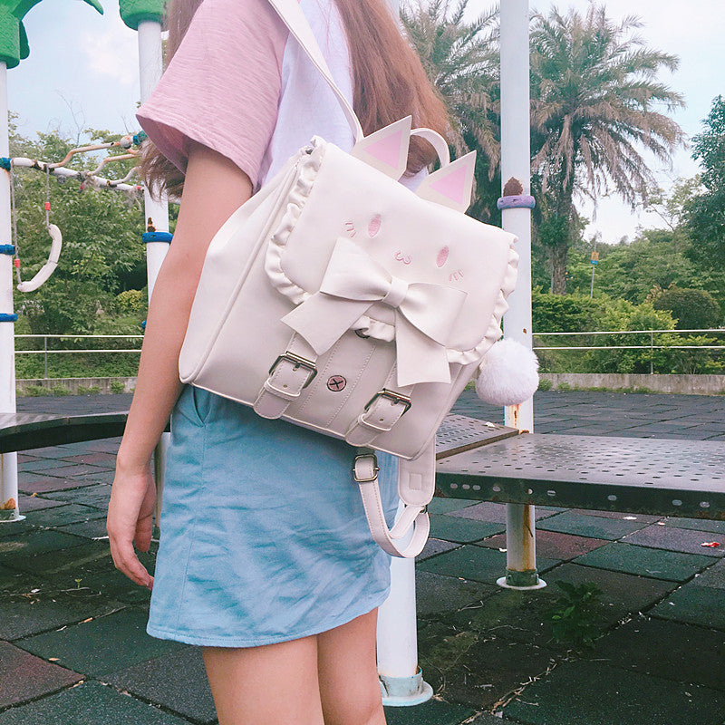 Kawaii Embroidered Cat Backpack