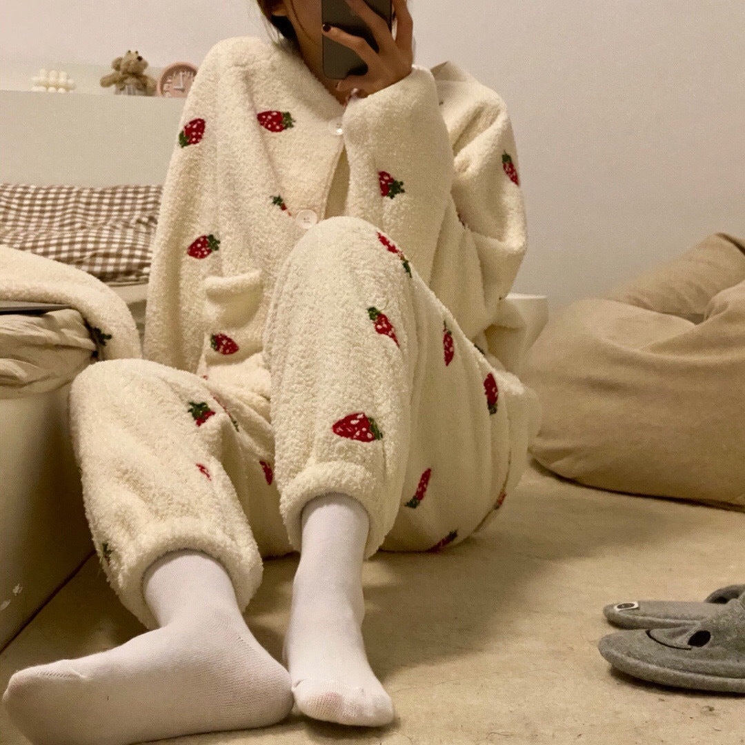 Strawberry Three-piece Pajamas Set - Cherry Bomb