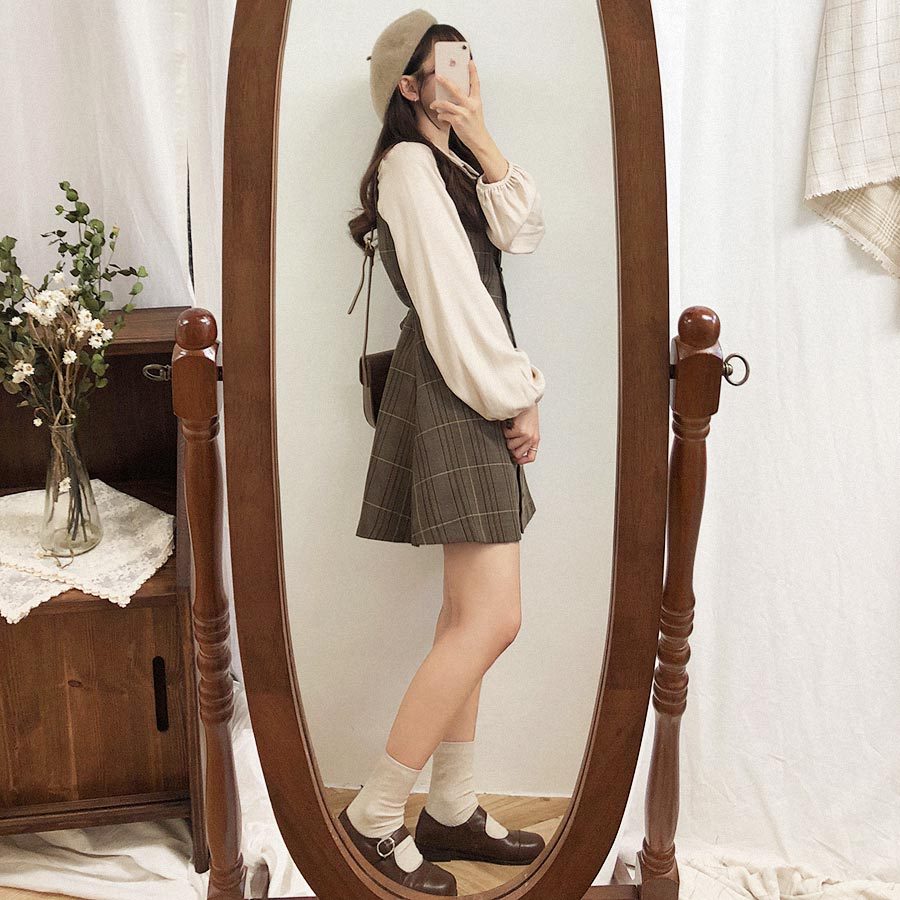 Dark Cocoa Plaid Dress and Top Set