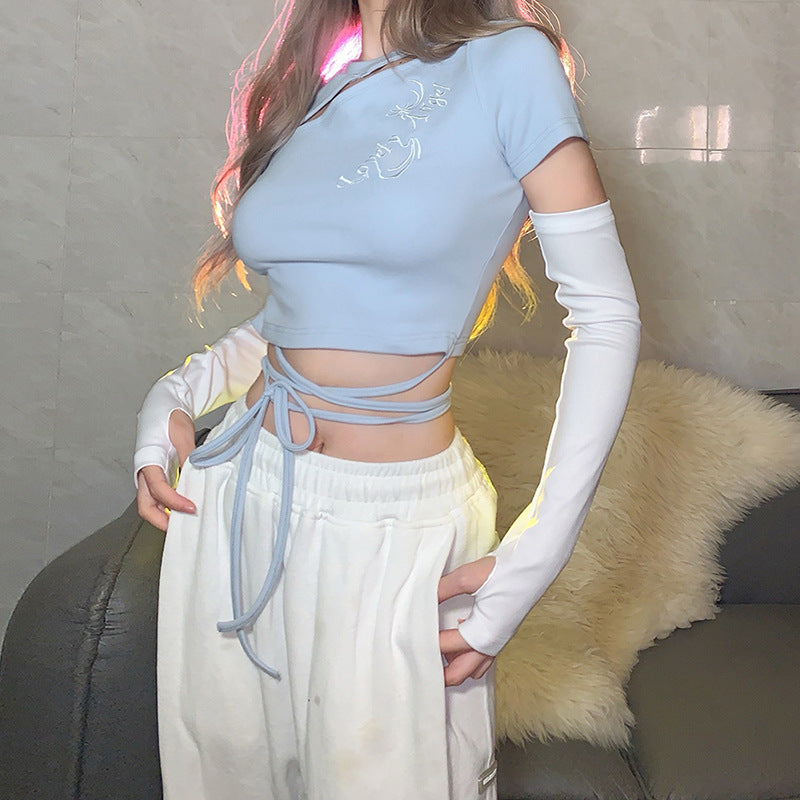 Angel Embroidered Top with Gloves Set
