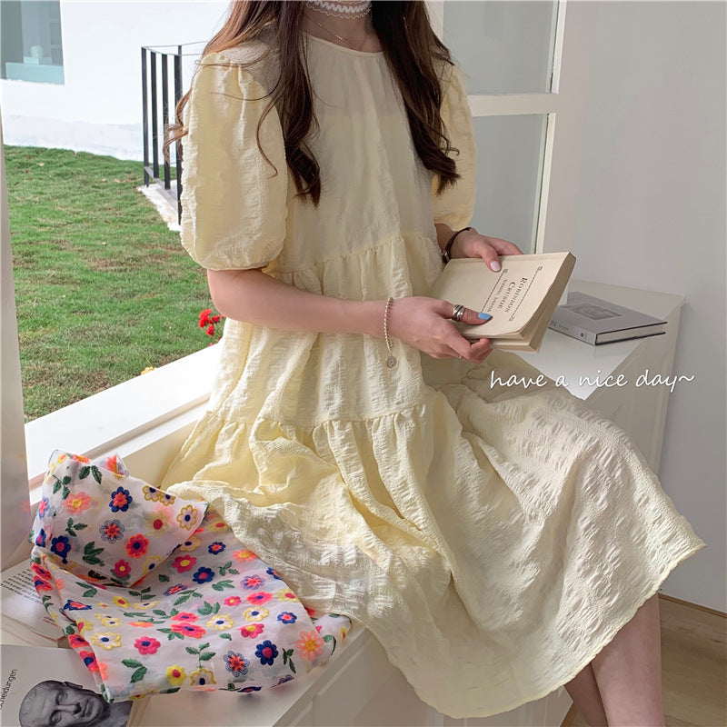 Sweet Puff Sleeve Dress