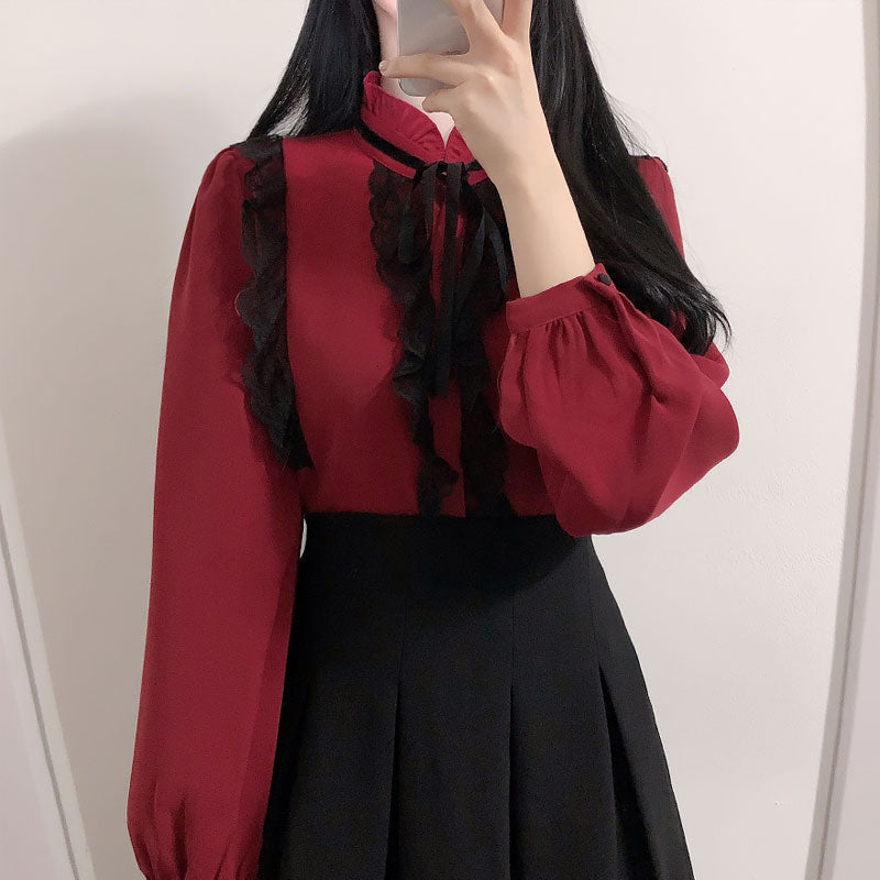 Chiffon Vintage Blouse - Cherry Bomb