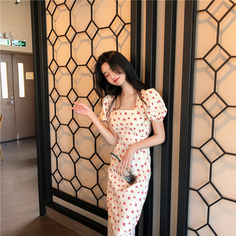 Cherry Puff Sleeve Dress - Cherry Bomb