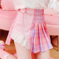 Cotton Candy Plaid Pleated Skirt