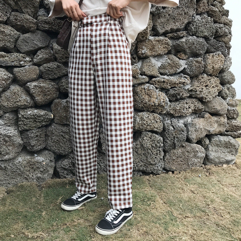 Coffee Plaid Suit Pants