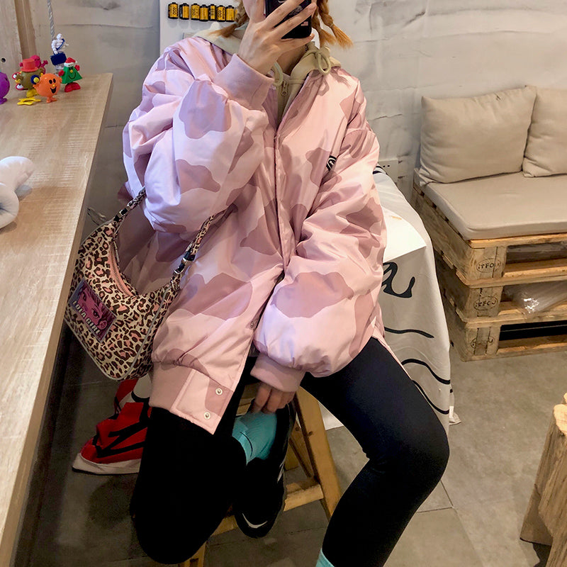 Cow Pattern Baseball Jacket - Cherry Bomb