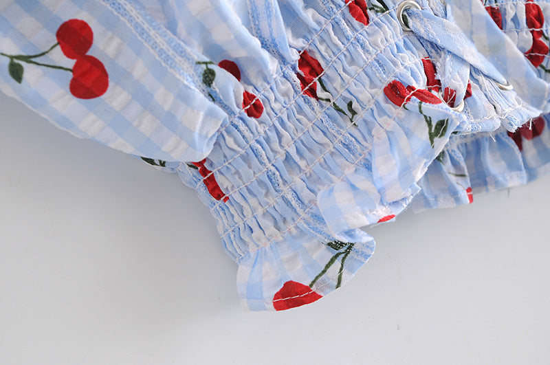 Cherry Print Plaid Top - Cherry Bomb