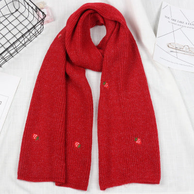 Strawberry Wool Scarf - Cherry Bomb