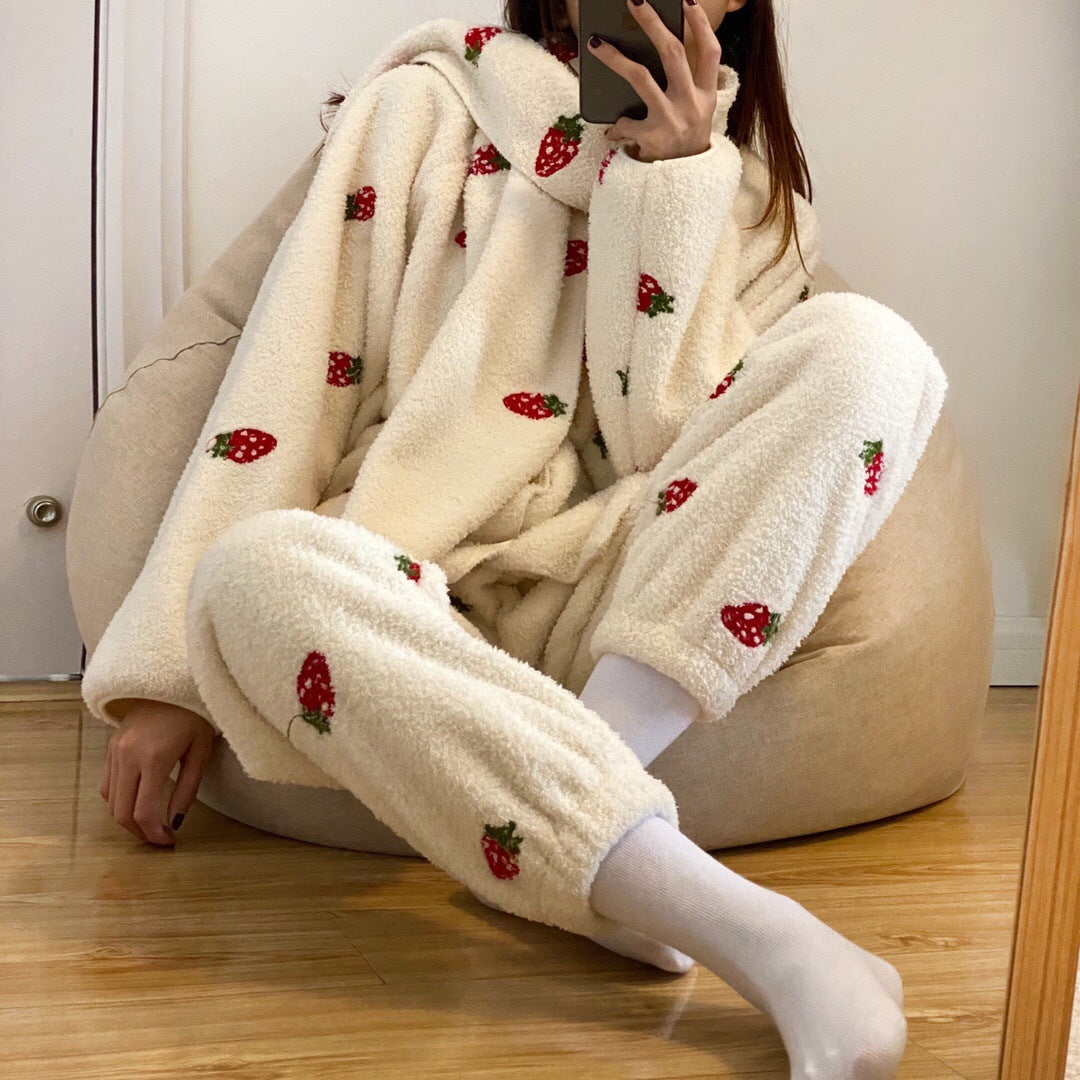 Strawberry Three-piece Pajamas Set - Cherry Bomb