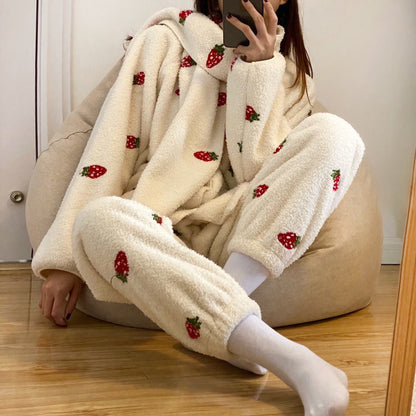 Strawberry Three-piece Pajamas Set - Cherry Bomb