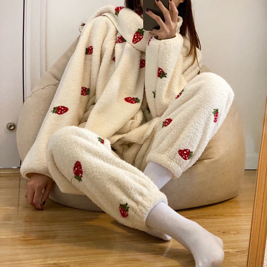 Strawberry Three-piece Pajamas Set - Cherry Bomb