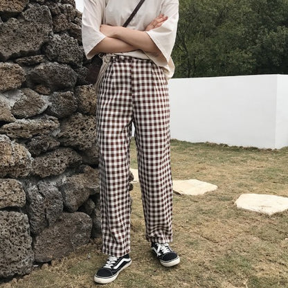 Coffee Plaid Suit Pants