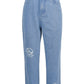 Embroidered Straight Rolled Edge Casual Jeans - Cherry Bomb