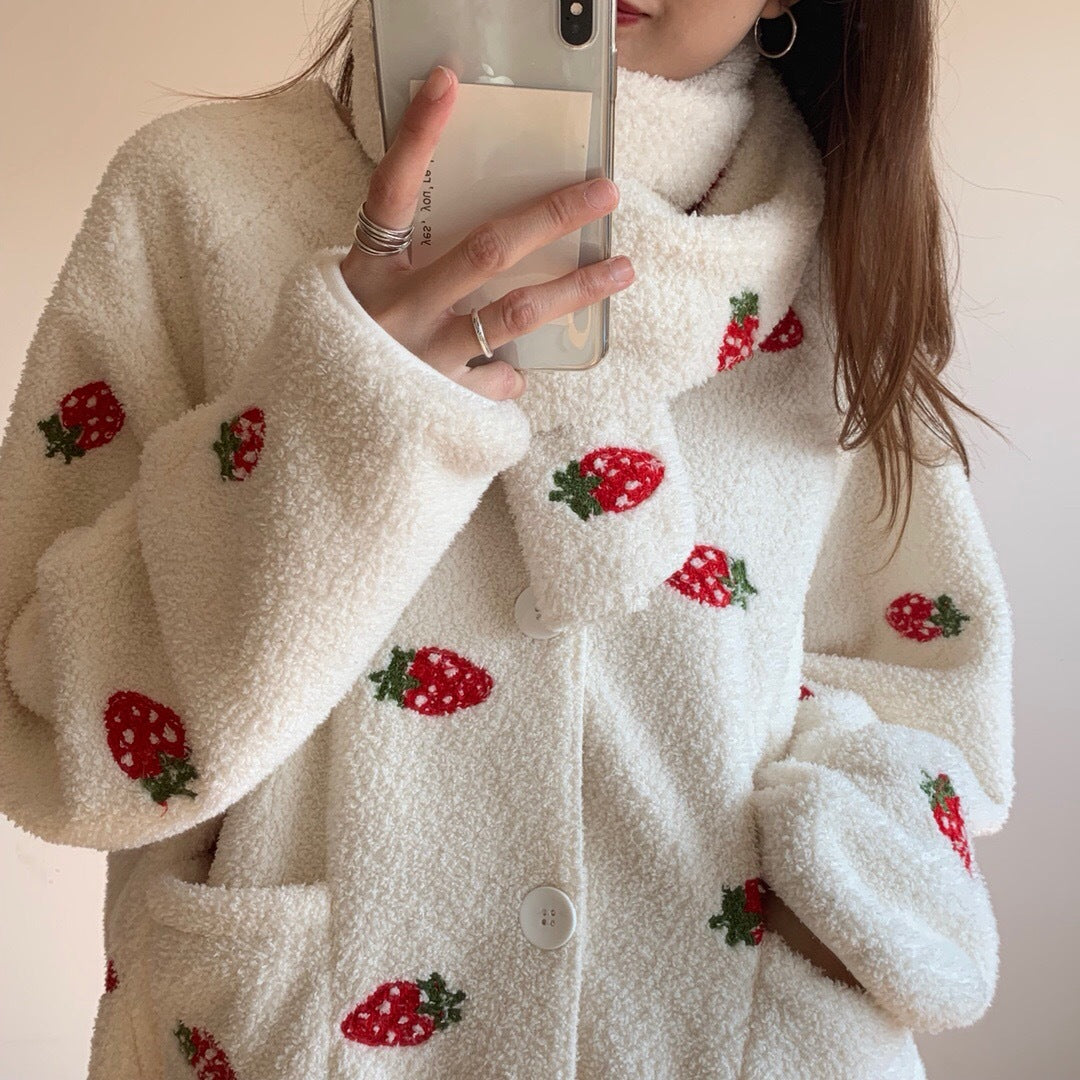 Strawberry Three-piece Pajamas Set - Cherry Bomb