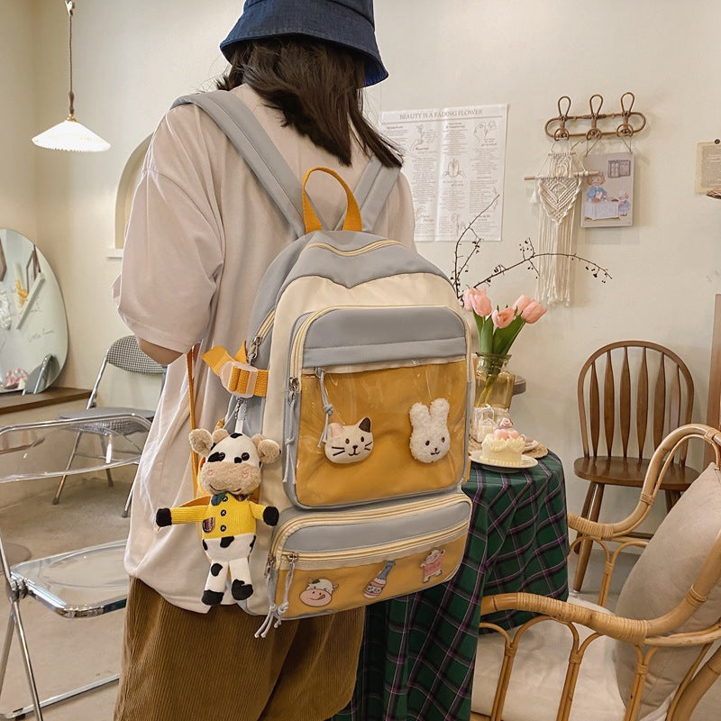 Backpack With Double Transparent Pockets - Cherry Bomb