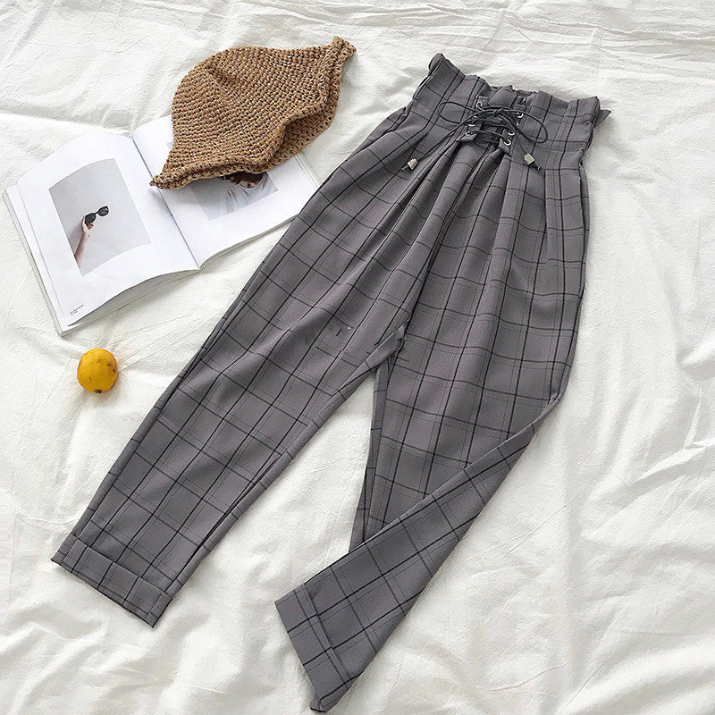 Academia Plaid Casual Pants - Cherry Bomb