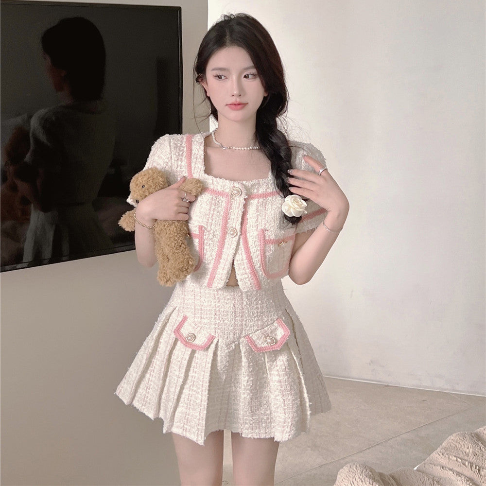Candy Floss Top and Pleated Skirt Suit