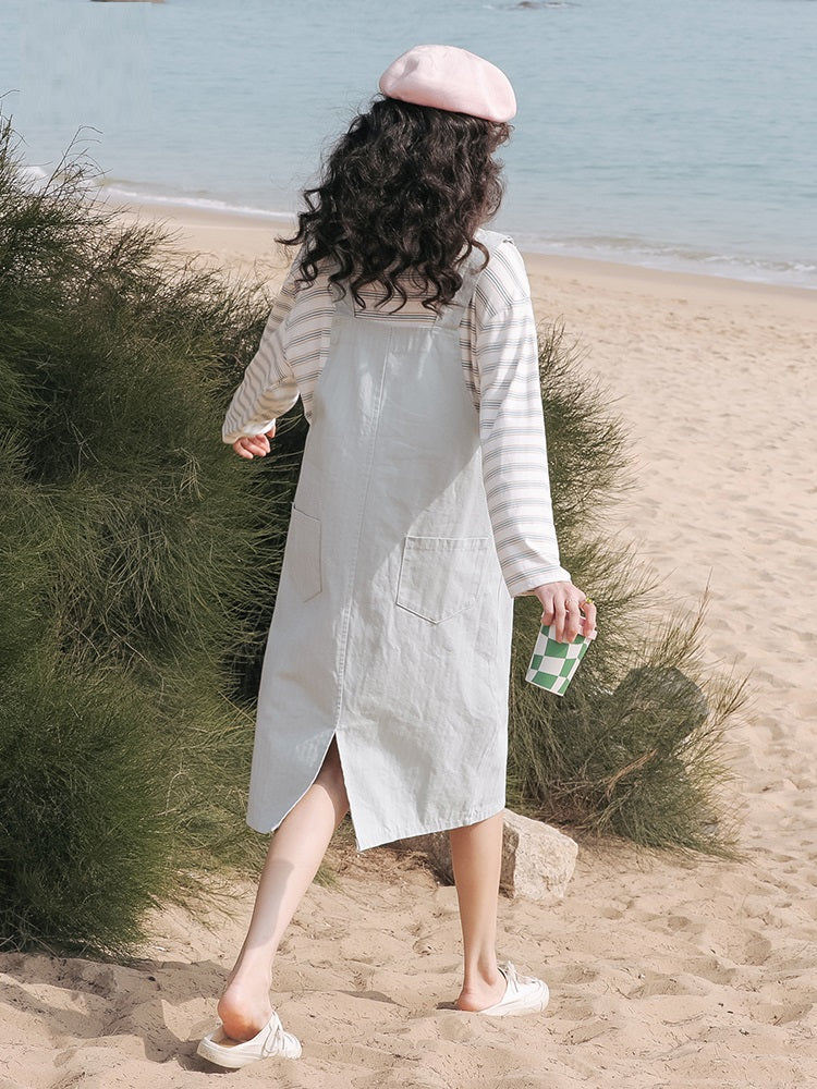 Loose Denim Overall Dress Two-piece - Cherry Bomb
