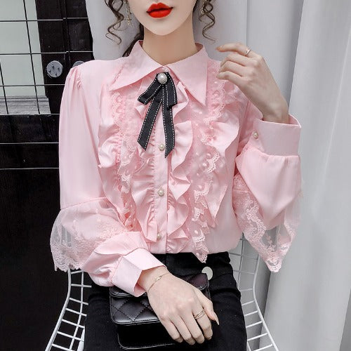 Blissfully Sweet Lace Blouse - Cherry Bomb