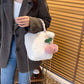 Cream and Cherry Fluffy Handbag