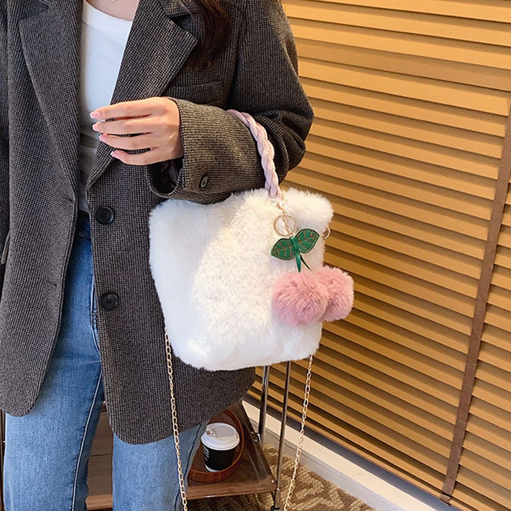 Cream and Cherry Fluffy Handbag