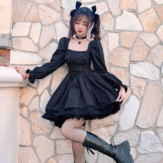 Delicate Lolita Lace Puff Sleeve Dress