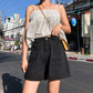 Vintage High-Waisted Denim Shorts - Cherry Bomb