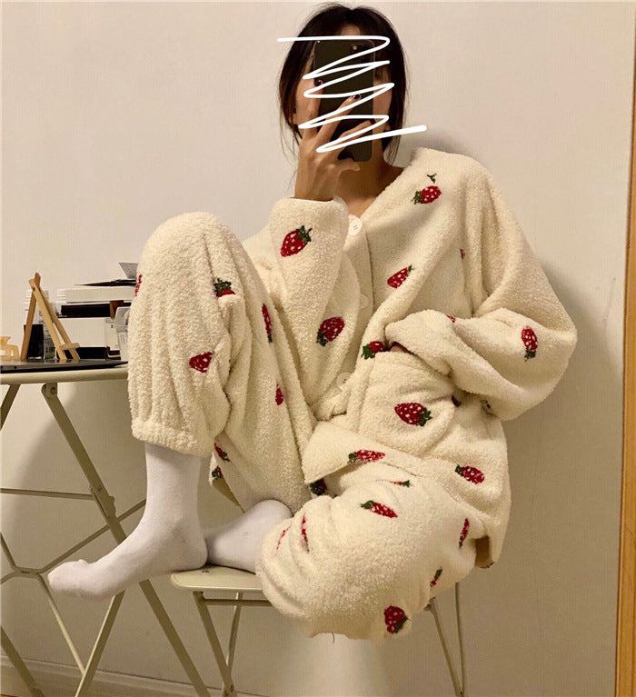Strawberry Three-piece Pajamas Set - Cherry Bomb